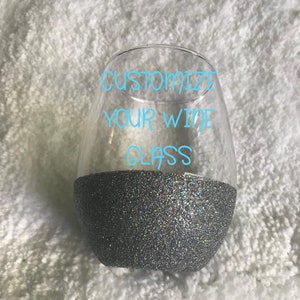 Custom Personalized Glitter Wine Glass