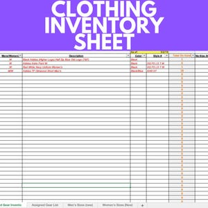 Clothing Inventory Tracker Spreadsheet