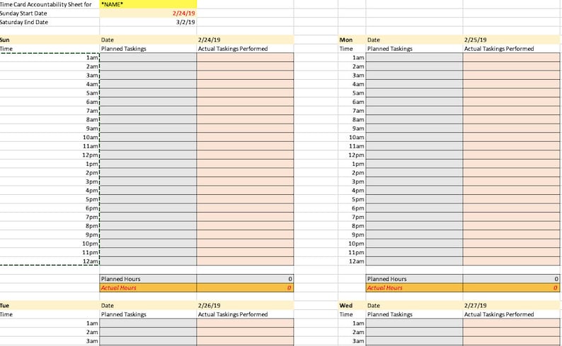 Timecard Excel Spreadsheet Template Digital Etsy Timecard Excel Spreadsheet Template Digital Etsy