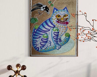 韓国の虎とカササギの版画、ムンベド絹本民芸品 - Etsy 日本