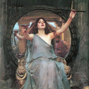 CIRCE Offering Cup to Ulysses, John William Waterhouse: Art Reproduction.  Ready-to-Frame Wall Art Print. Home Office Decor. Goddess