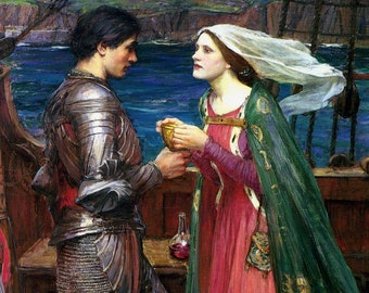 Tristan and Isolde Art Print: Waterhouse Pre-Raphaelite Fine Art Reproduction
