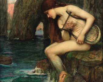 Stampa della sirena: John William Waterhouse Mermaid Giclée Wall Art