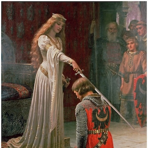 ACCOLADE Pre-Raphaelite Art Print from the Edmund Leighton Collection. Ready-to-Frame. Choose Size. Textured Art Paper or Canvas.