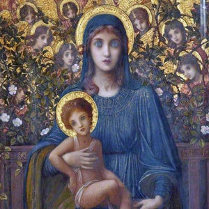 VIRGIN AND CHILD John Melhuish Strudwick: Religious Art Madonna & Christ Jesus. Home Office Wall Art Decor Print. Unframed Paper or Canvas