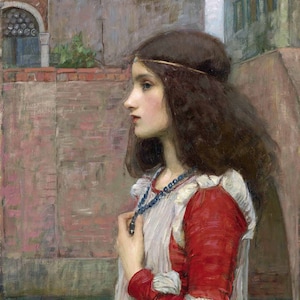JULIET Pre-Raphaelite Art Print. John William Waterhouse. Inspired by Shakespeare Famous Play. Ready-to-Frame. Choose Size. Paper or Canvas.