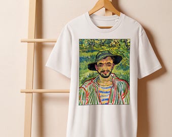 Wearable Art: VAN GOGH Famous Self Portrait. Style & Comfort Unisex Organic Ribbed-Neck T-Shirt