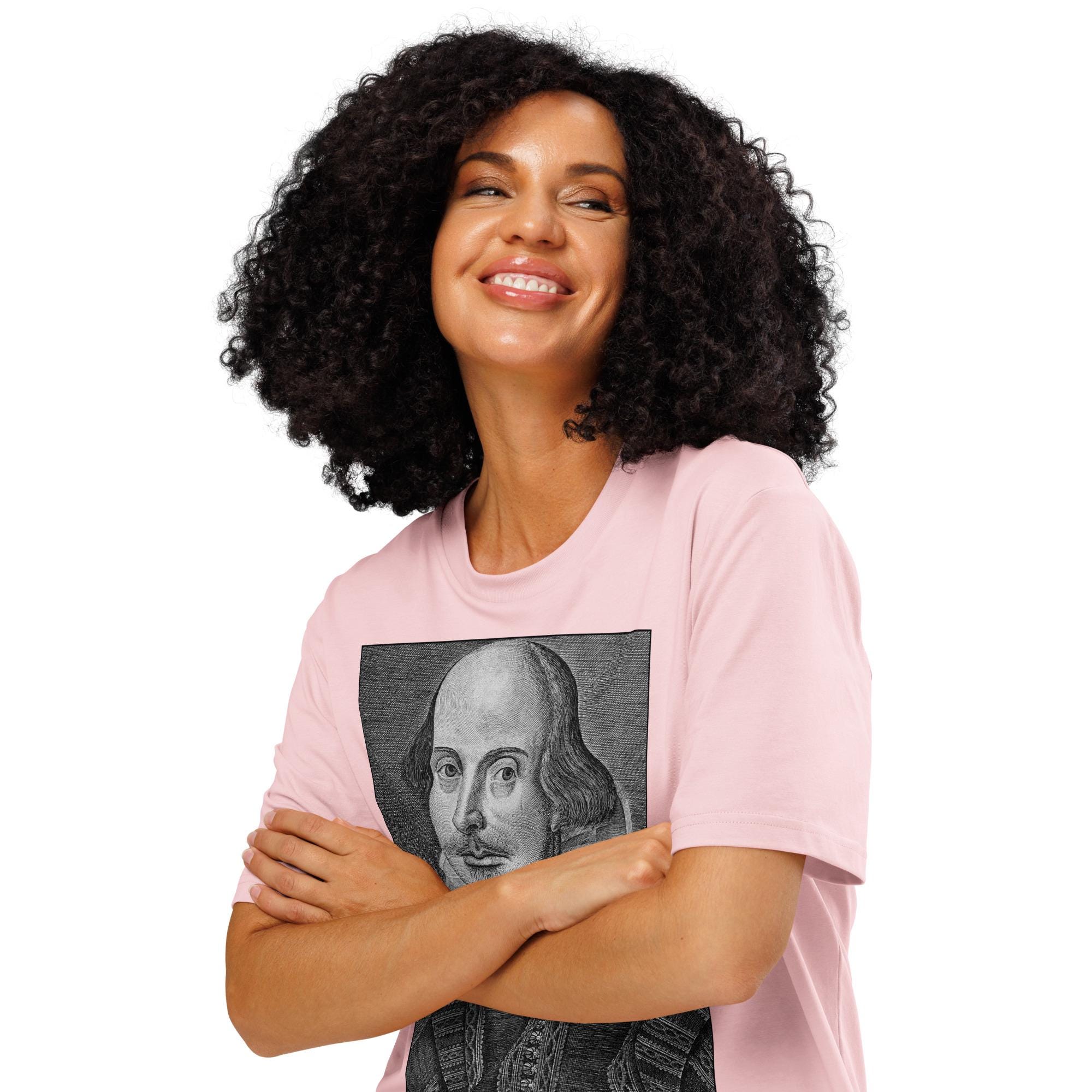 Wearable Art: WILLIAM SHAKESPEARE Historic Folio Portrait Drawing - Unisex Organic Ribbed -Neck T-Shirt
