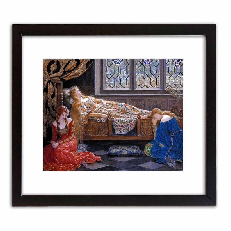 THE SLEEPING BEAUTY John Collier: Pre-raphaelite Art Print. Young Woman ...
