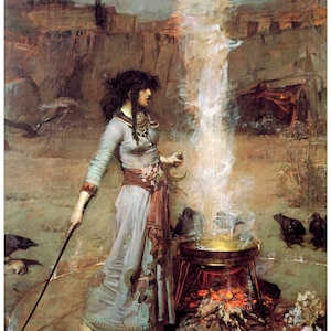 The WITCH and the MAGIC CIRCLE John William Waterhouse: Beautiful Unframed Wall Art Print. Paper or Canvas. Home Office Decor Ready-to-Frame