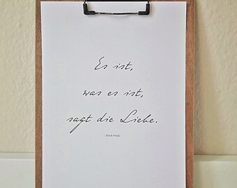 Postkarte, Liebesgedicht, Es ist was es ist sagt die Liebe, Erich Fried