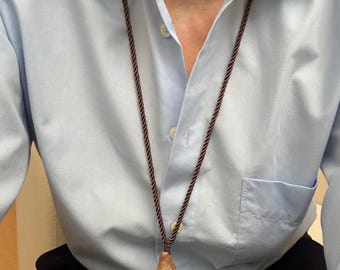 Brown seashell pendant necklace with long cord