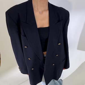 True Vintage Pure Wool Blazer | Unisiex Oversize Blazer | Navy Blue With Gold Buttons | Premium Quality
