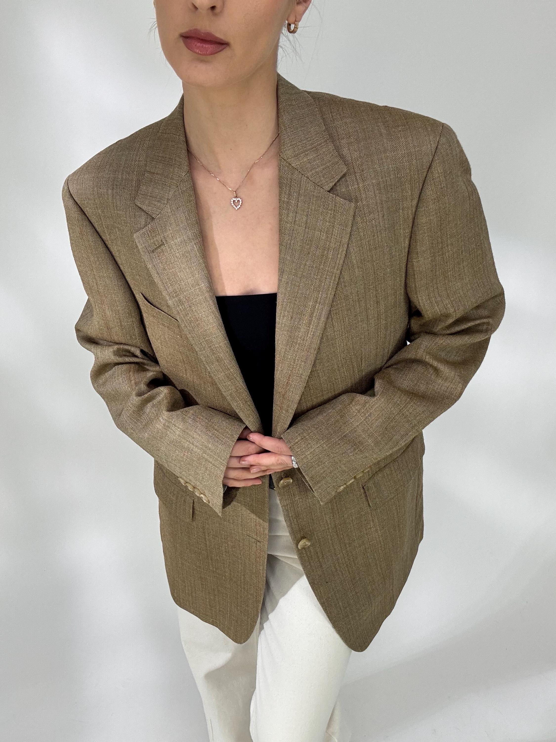 ジャケット・アウター 80s 90s EURO linen tailored jacket beige Premium Luxury Vintage Beige Tailored Jacket | Unisex | 90's