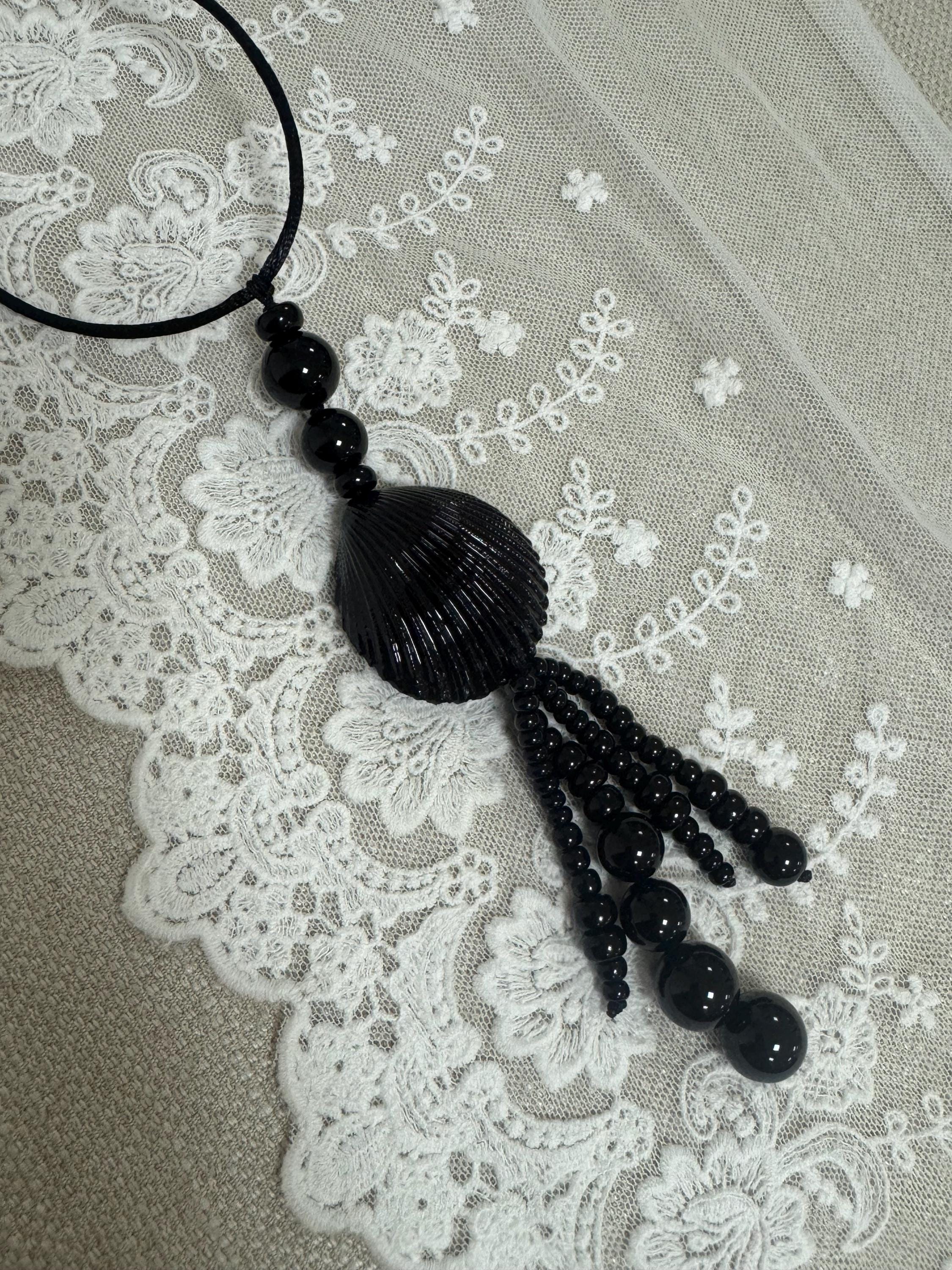 Limited ✨ BEBE ✨ tassels black belt or necklace with faux crystals, new Onyx Beauty – Little Black Boutique main image 2
