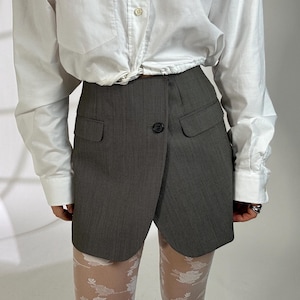 Reworked Vintage Wool Blend Mini Skirt with Vintage Buttons