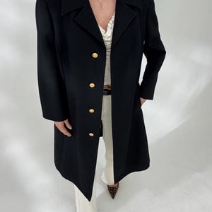 Wool coat | Vintage Wol Jacket | Black coat with gold buttons