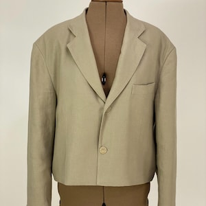 Linen blazer in natural sand color