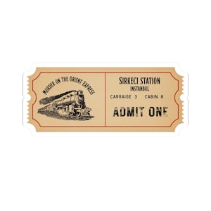 Murder on the Orient Express Vintage Train Ticket Sticker for Agatha Christie Fans and Mystery Readers