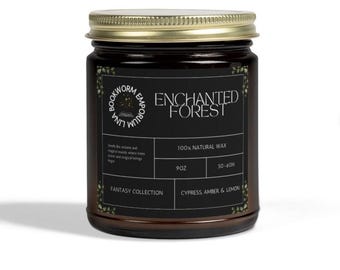 Vela de cera natural de ciprés del Bosque Encantado para lectores de fantasía