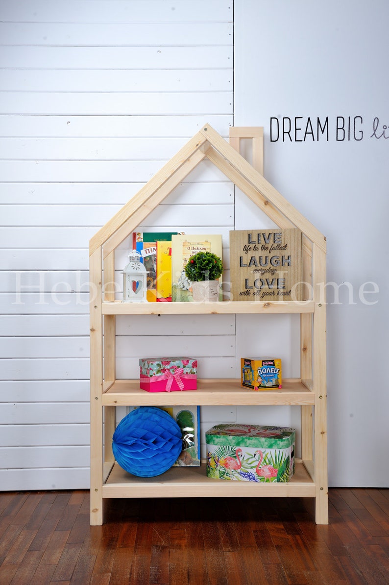 Kids bedroom house shaped shelf or wooden house shelf nursery shelf