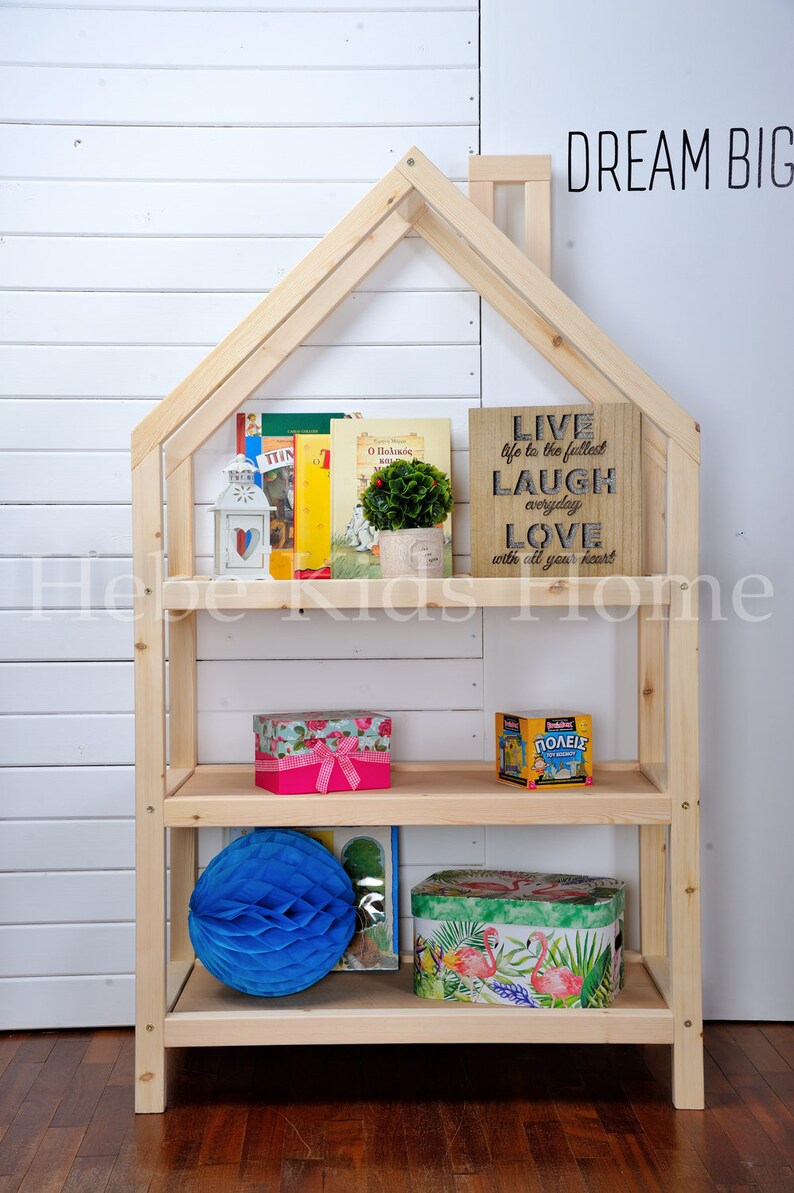 Kids bedroom house shaped shelf or wooden house shelf nursery shelf
