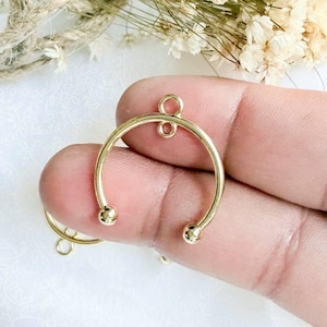 Gold Half Circle Connectors - Large Semicircle Link Charms - DIY Jewelry Supplies