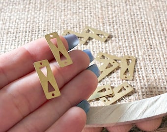 Brass Rectangle Cutout Connector Charm, Gold Diamond Window Earring Finding, DIY Jewelry Making