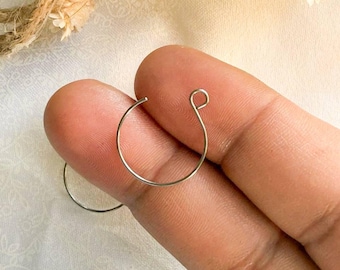Steel Round Ear Wire Hooks - Circle Earring Wires with Loop - DIY Jewelry Supplies