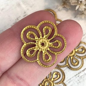 10 pieces Brass Flower Charms for Jewelry Making, Raw Brass Floral Pendant, DIY Earring Jewelry Supplies, Brass Earring Charms Findings Bulk