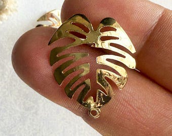 Gold Plated Leaf Earring Posts: Stainless Steel Earring Findings