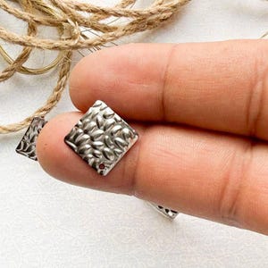 10 Patterned Square Stainless Steel Earring Posts: Jewelry Making Findings