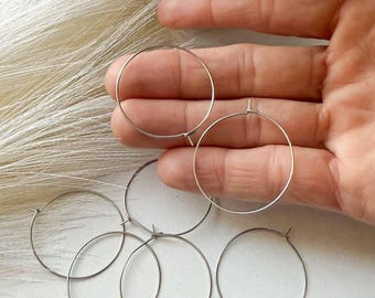 10 Pieces set of Silver Stainless Steel Earring Hoops: 30mm DIY Jewelry Supplies