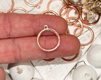 6 Rose Gold Round Open Back Bezels with Loop (20x17 mm)