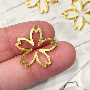 10 Pieces Golden Flower Open Back Bezel Charms, Earring Frame Charms, Light Gold Bezel Findings, Floral Open Back Charms for Resin Earrings