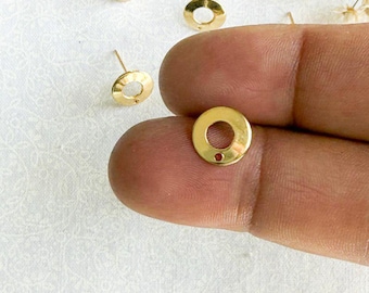 10 Gold Donut Earring Posts: Hypoallergenic Stainless Steel Studs