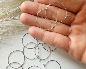 Stainless Steel Hoop Earring Wires - Round Earring Hoops - DIY Jewelry Supplies