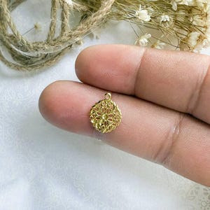 50 pieces Brass Filigree Charms for Jewelry Making, Intricate Vintage Pendants, DIY Craft Supplies, Jewelry Findings, Bulk Brass Charms