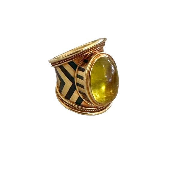 Elizabeth Gage 18k Gold Yellow Tourmaline Ring - image 2