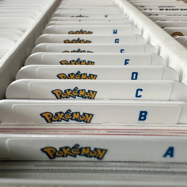 26 STANDARD Card Dividers with 26 FREE POKEMON A-Z Labels Set