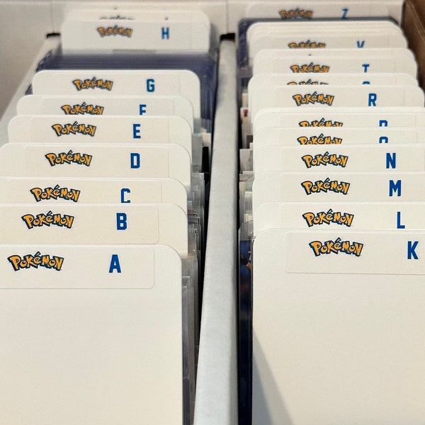 26 TALL Card Dividers with 26 FREE POKEMON A-Z Labels Set