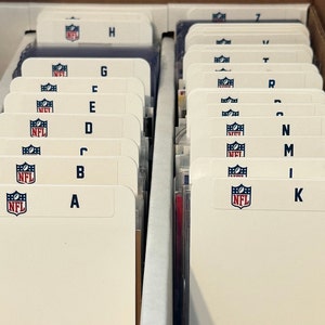 26 separadores altos para tarjetas deportivas con 26 etiquetas NFL A-Z GRATIS