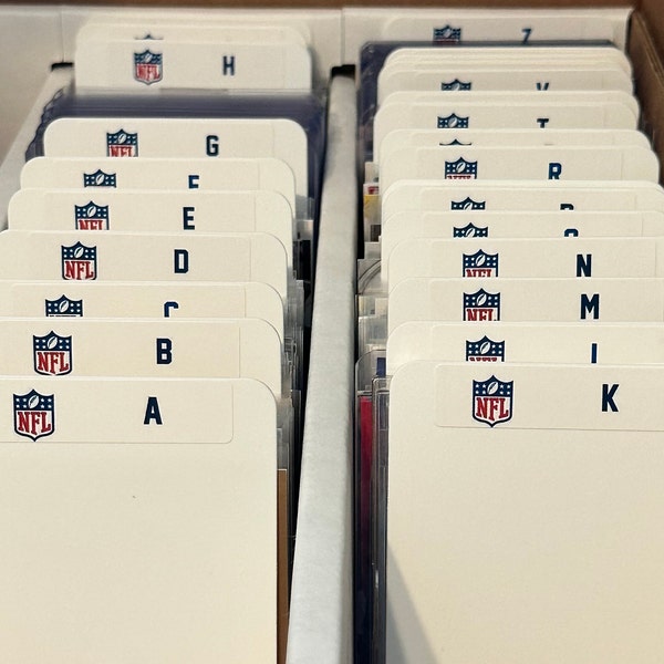26 TALL Sports Card Dividers with 26 FREE NFL A-Z Labels Set