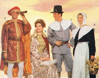 UNCUT Historical men & women's sz XS-XL costume pattern Butterick 6375 16th 17th century costume edwardian  womens Mayflower men pilgrim