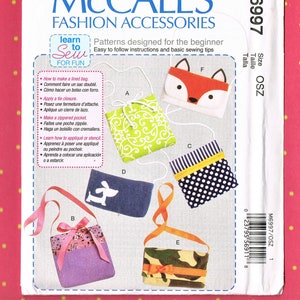 ¡Aprenda a coser bolsos! Bolso de mano superbonito, patrón de cartera, bolso de mano con estampado de zorro M6997 de McCalls para niños, patrón de cartera, cómo coser un bolso