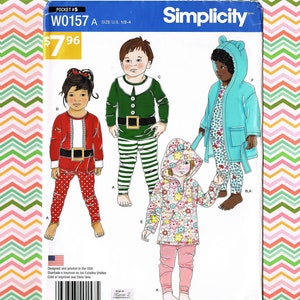 Ongesneden maat 1/2-4 Karen Z Simplicity W0157 hoodie leggings badjas patroon kinderpyjamapatroon meisjes pyjama jongens pyjama