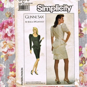 Gunne Sax and Jessica McClintock vintage dress pattern sz 12 Simplicity 8673 designer dress  80s dress 1980s dress
