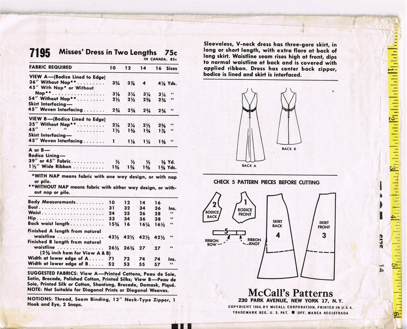 Sz 14 bust 34 vintage dress pattern 1960/'s dress pattern 60/'s style pattern easy to sew pattern how to sew v neck dress pattern maxi dress