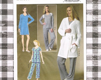 SAVE 5-12.00! see details Easy Uncut Sz L-XXL Women's pjs top pants pattern Butterick b6428 robe pattern pjs pattern 2 piece pjs pattern