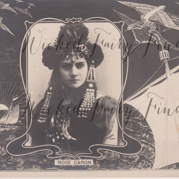 Opera Singer Photo 1800s Postcard, Instant Download, Digital Ephemera, French Rose Caron singer